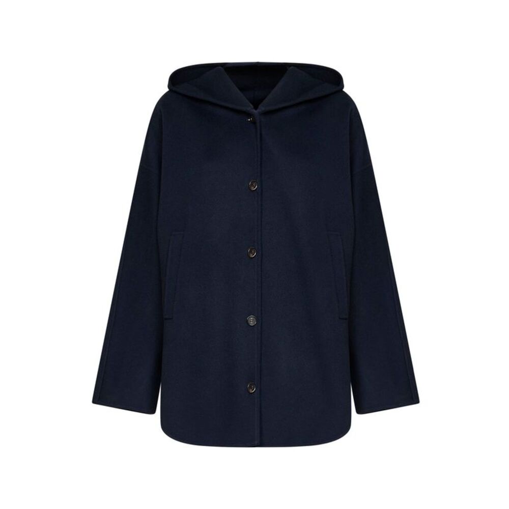 Max Mara S Women Midnight Blue Smmanita Short Hooded Coat
